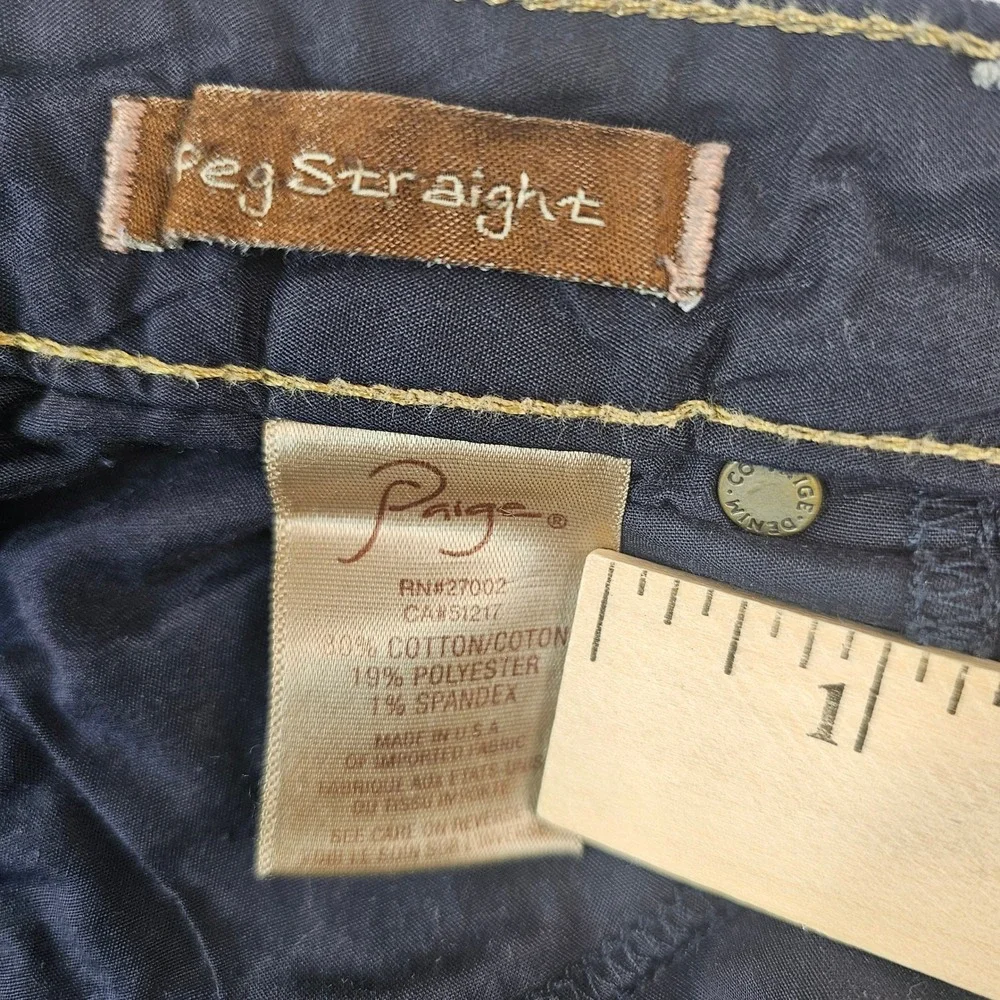Paige Peg Straight‎ Jeans Womens 27 Dark Wash Blue Denim Stretch Straight Leg